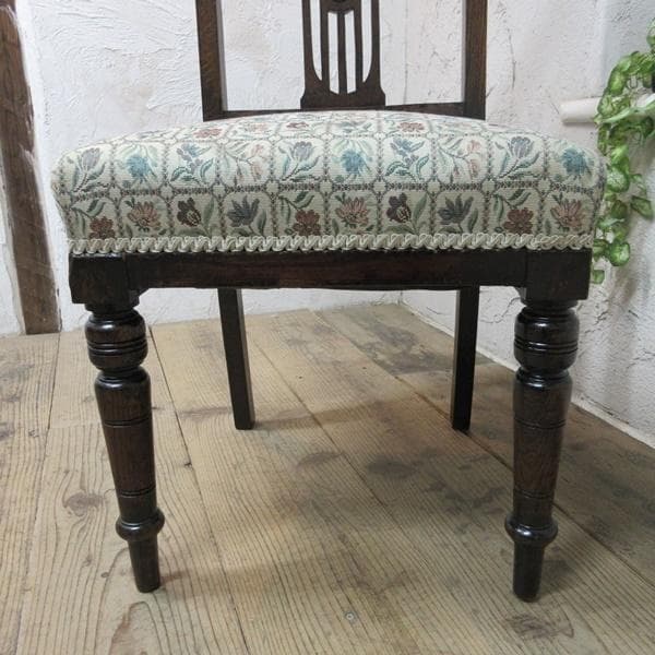 イギリス アンティーク 家具 ダイニングチェア 張りぐるみ椅子 英国 4208d