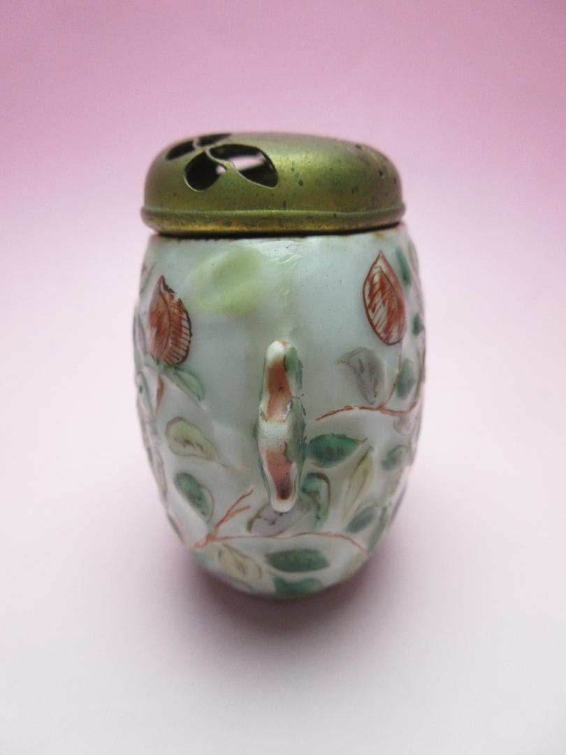 蝶彫刻 火屋 陽刻 花紋 古い 香炉 E90918