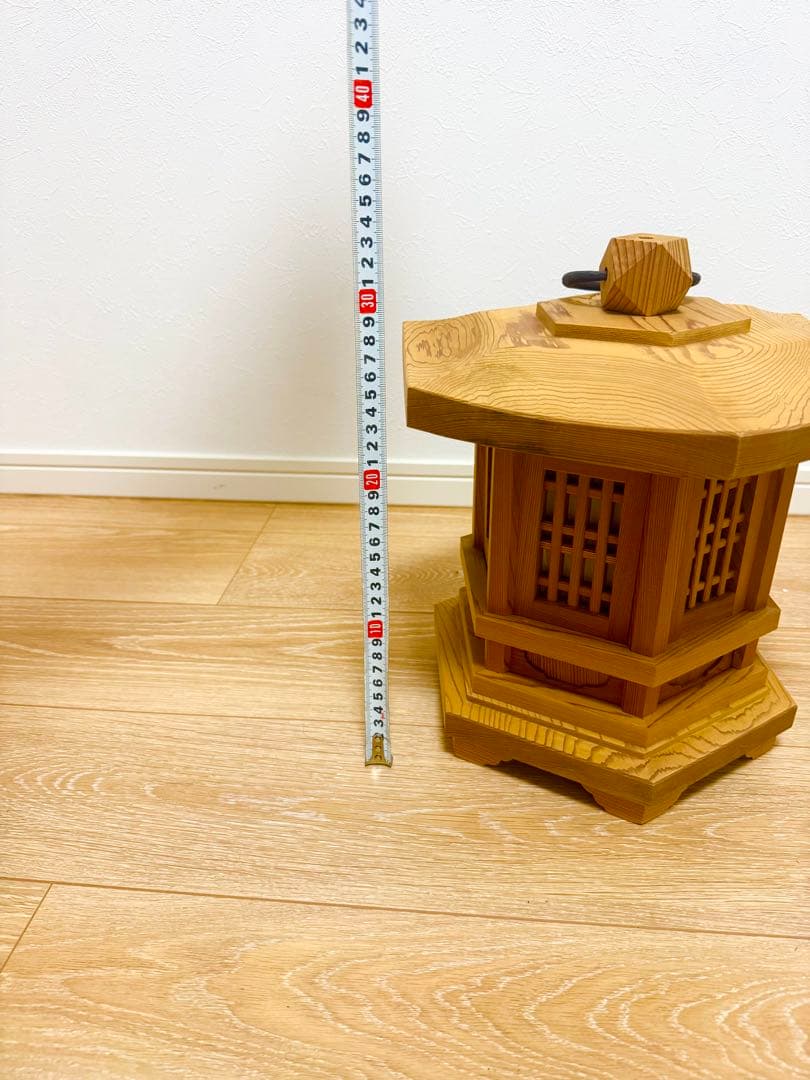 伝統工芸士 小南吉彦 作 春日杉 六角釣燈籠 吊行灯 高34cm