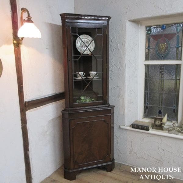 イギリス アンティーク 家具 コーナーキャビネット 飾り棚 店舗什器 6021e