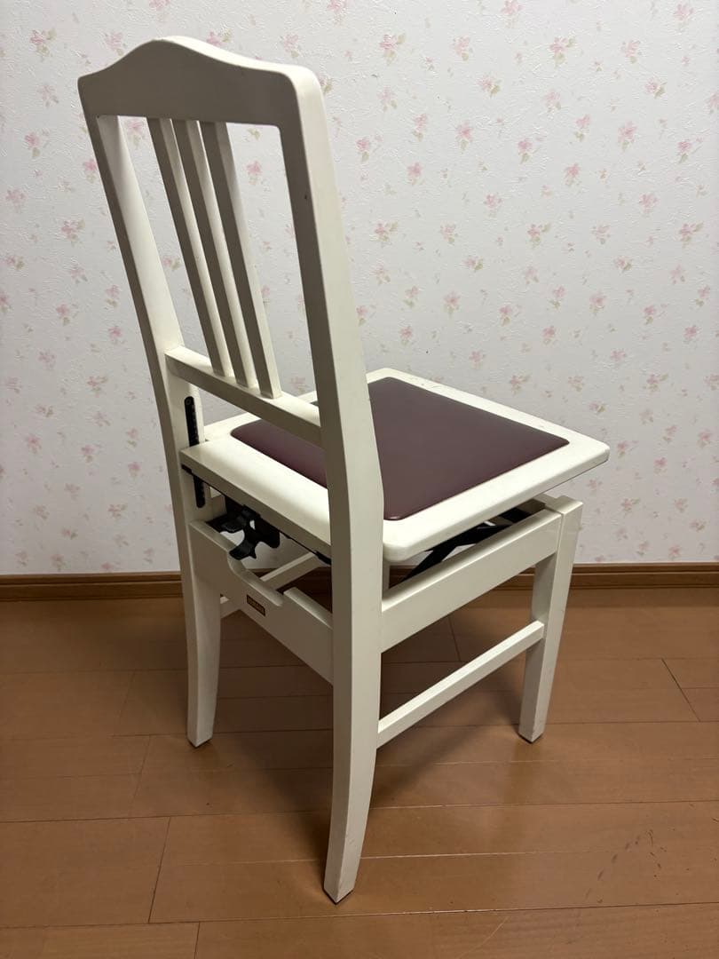 YAMAHA トムソン椅子　No.5 ホワイト　アップライト　ピアノ椅子