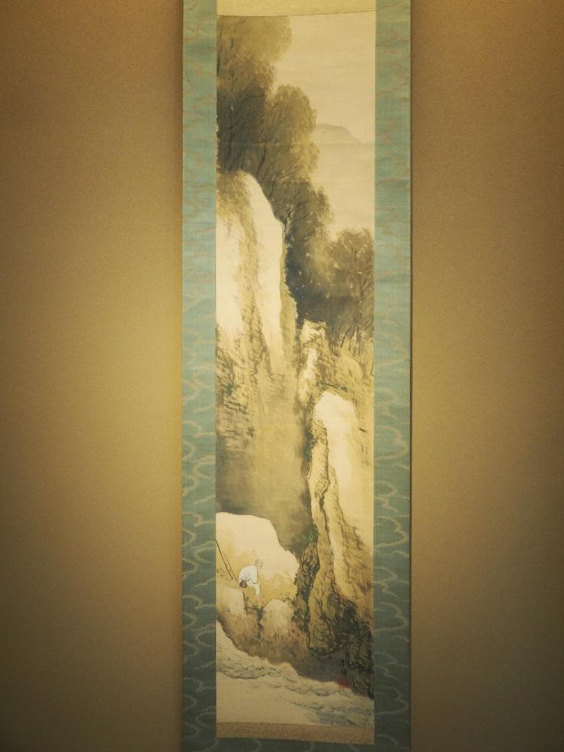 渓谷洶史之図  田中頼璋自筆掛軸　嘉本周石極箱