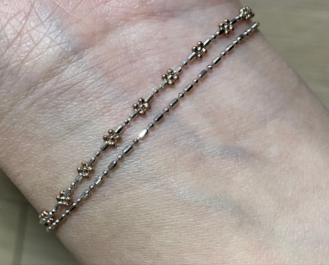 アンクレット　2連　アクセサリー　Ｋ10WG かわいい