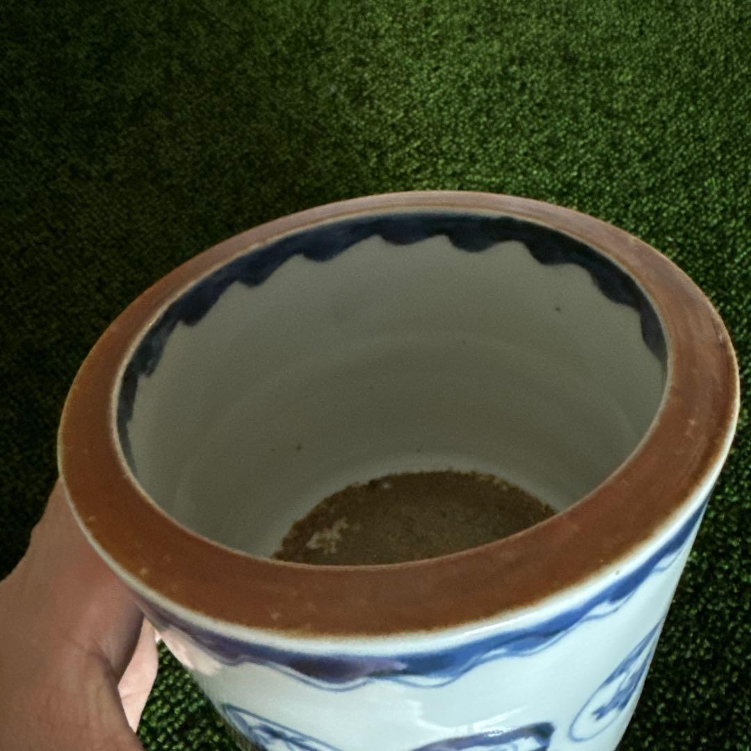 江戸後期〜明治期 古伊万里 染付丸文火入れ プランターに！　K285