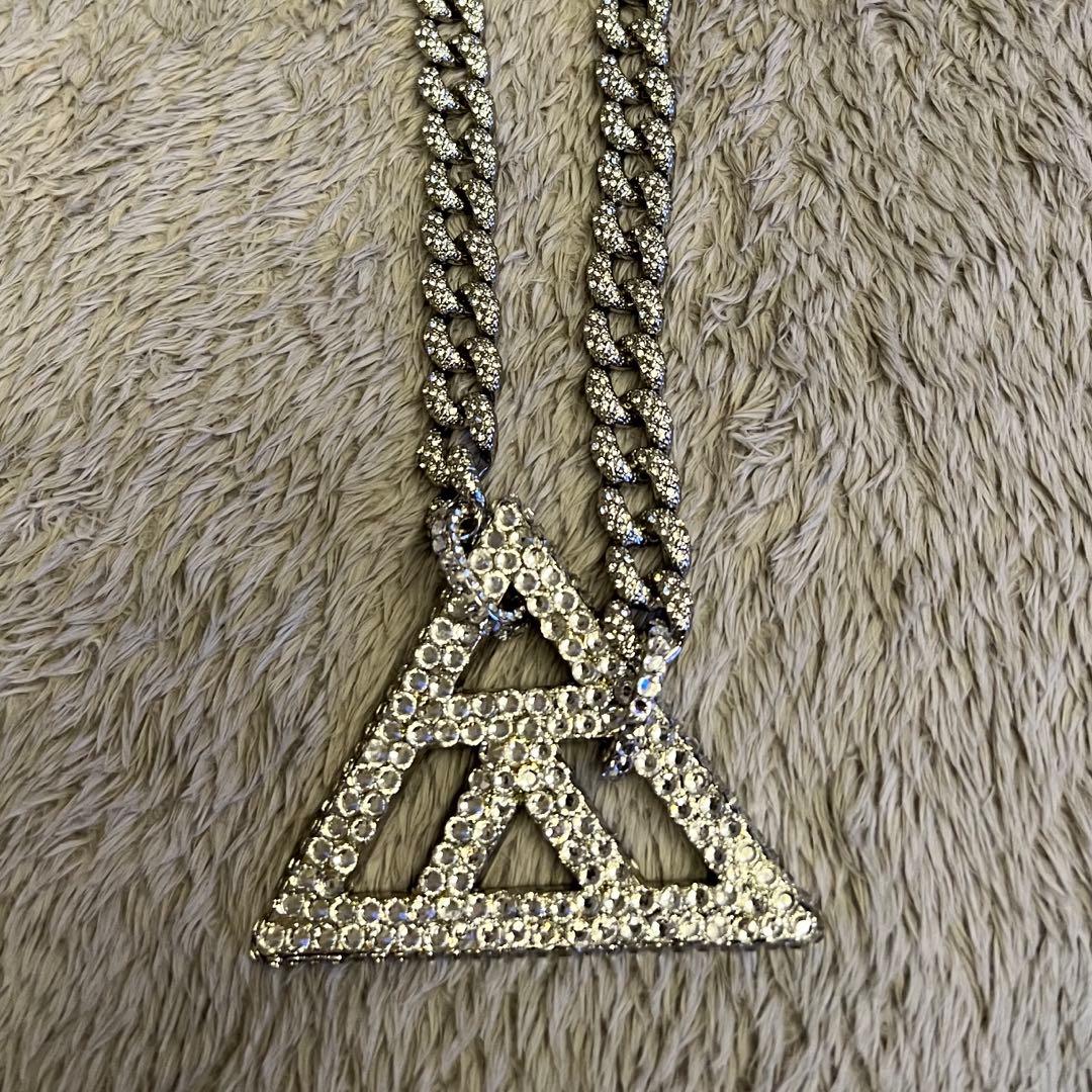 ロゴ　ネックレス　スワロフスキー　マイアミキューバン　y2k
