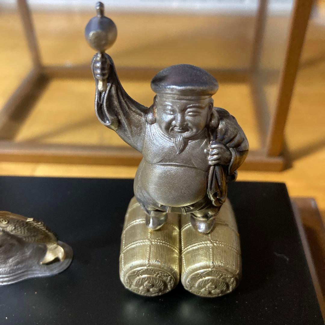 霹*！様 【縁起物・開運】大黒天　恵比寿　武比古作　純銀　工芸品　置物