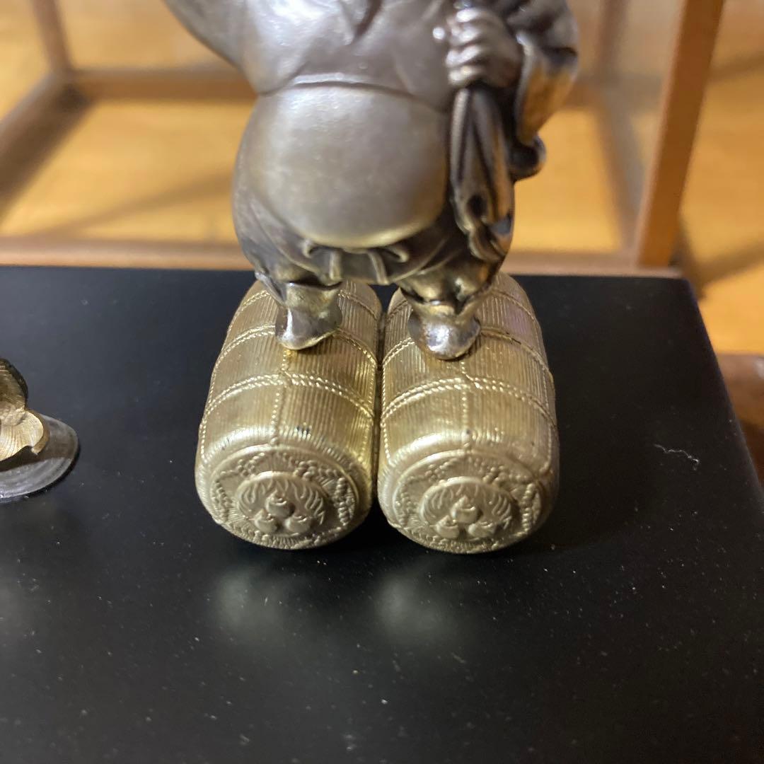 霹*！様 【縁起物・開運】大黒天　恵比寿　武比古作　純銀　工芸品　置物