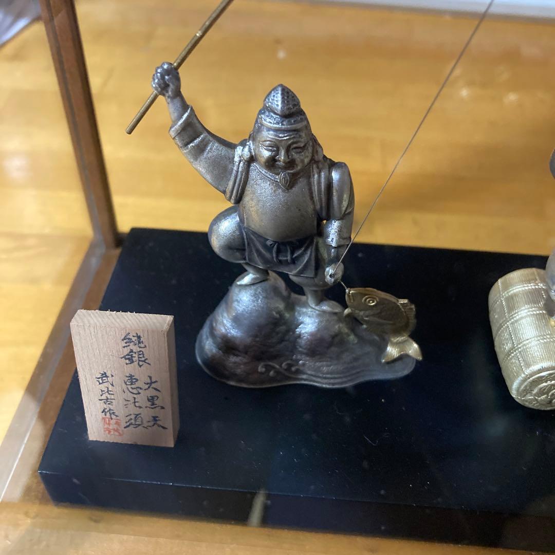 霹*！様 【縁起物・開運】大黒天　恵比寿　武比古作　純銀　工芸品　置物