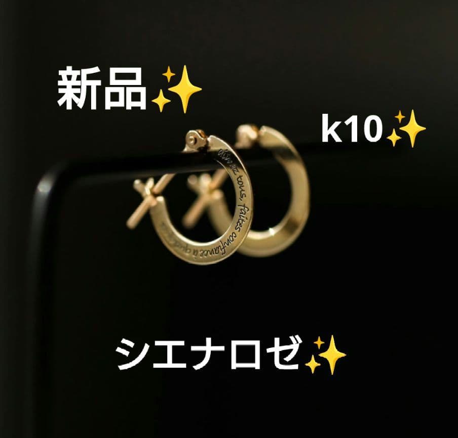 新品　letter・プレートフープピアス　シエナロゼ　k10　ピアス