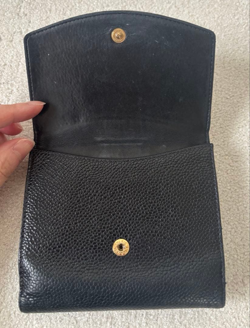 ト*ム様 シャネル　二つ折り財布　キャビアスキン　黒