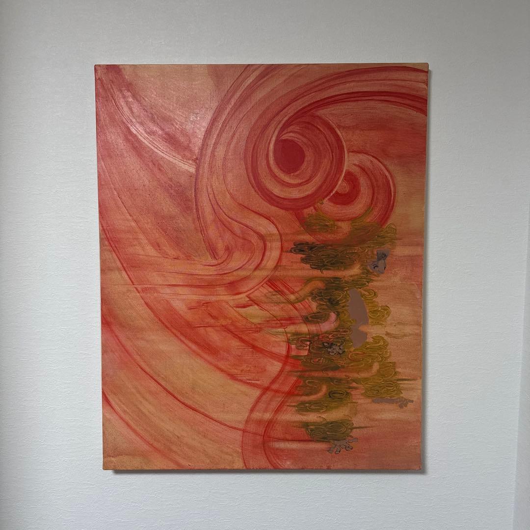 「日猿」　油絵　大作　油彩　猿　日本画