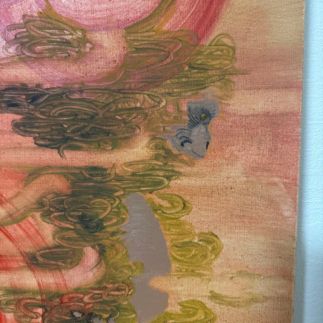 「日猿」　油絵　大作　油彩　猿　日本画