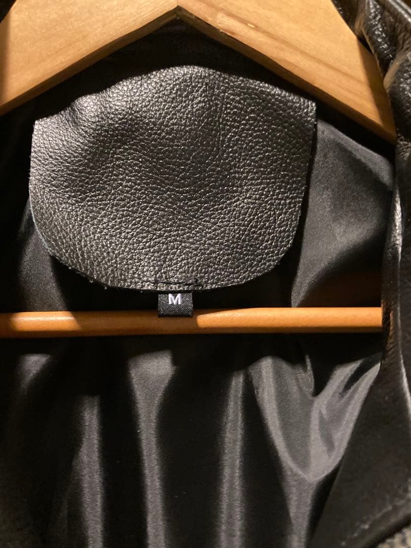 【新品未使用】本革 牛革 レザー シングルライダースジャケット Mサイズ