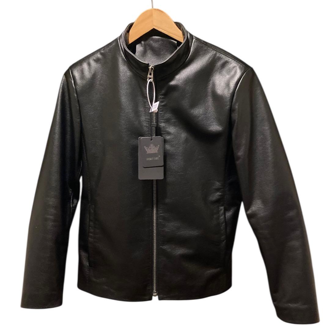 【新品未使用】本革 牛革 レザー シングルライダースジャケット Mサイズ