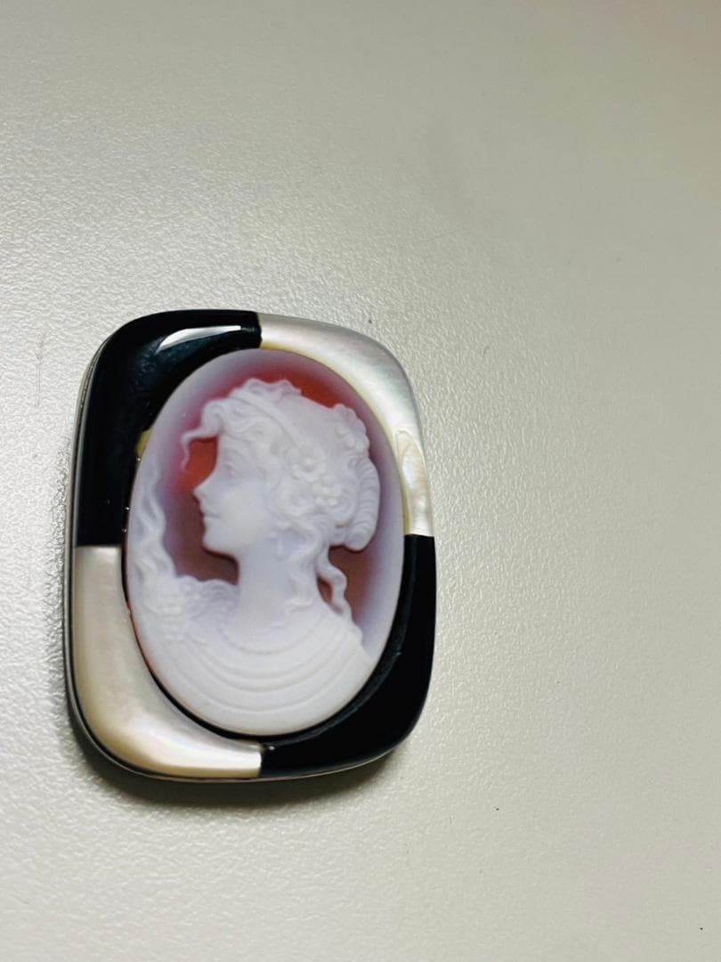 【A020】K14WG　2way カメオ　ブローチ　ペンダントトップ