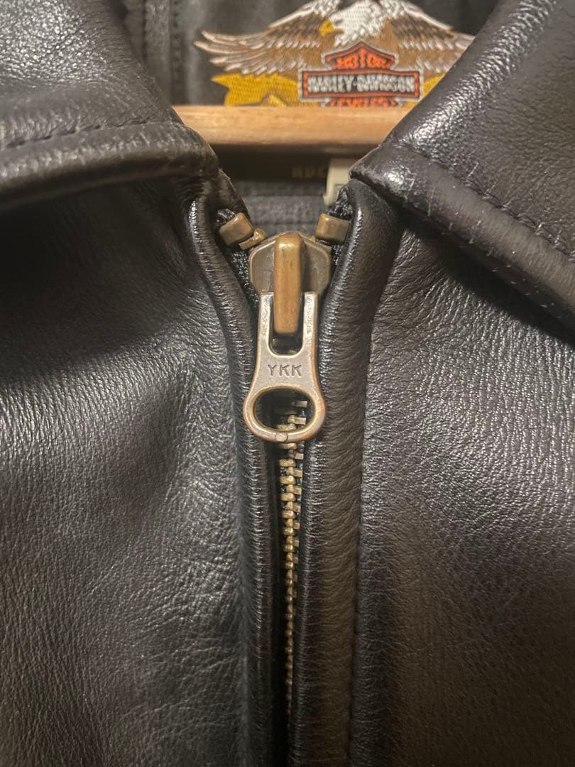 Harley-Davidsoフレイムス刺繍 ライダースジャケット M サイズ