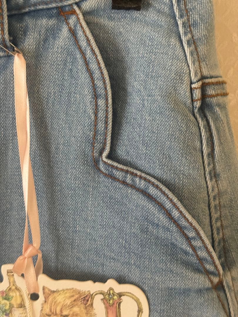 yukiemonおリボンデニムミドルスカート