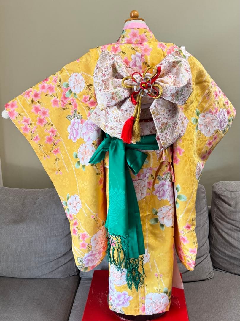 7歳七五三セット　黄色系着物　草履バッグ付き