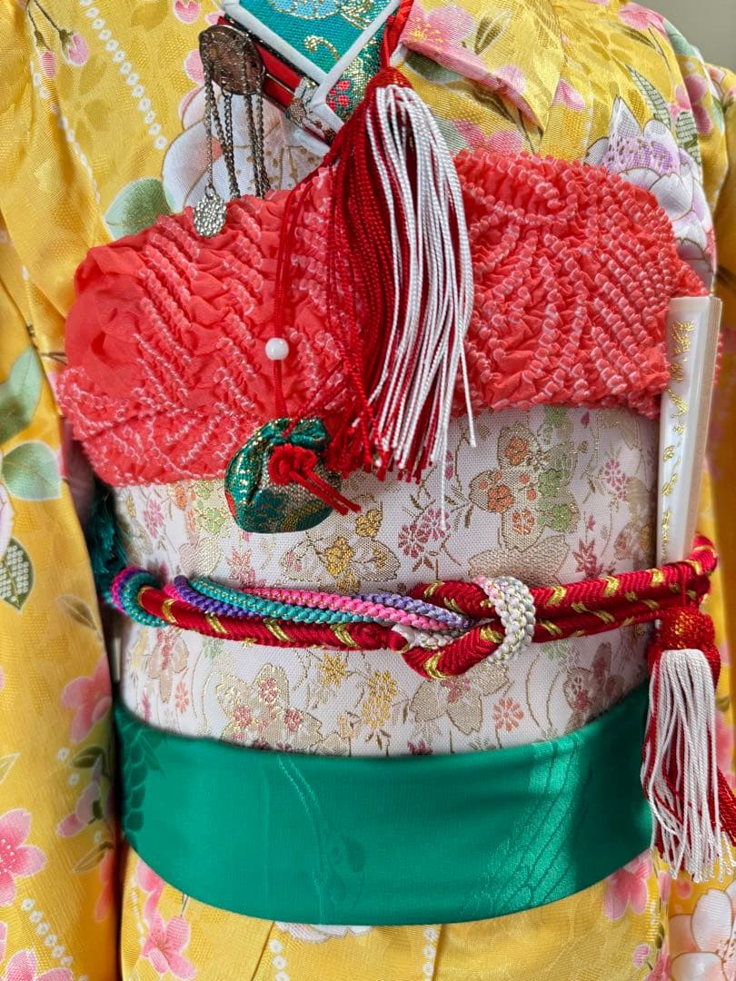 7歳七五三セット　黄色系着物　草履バッグ付き