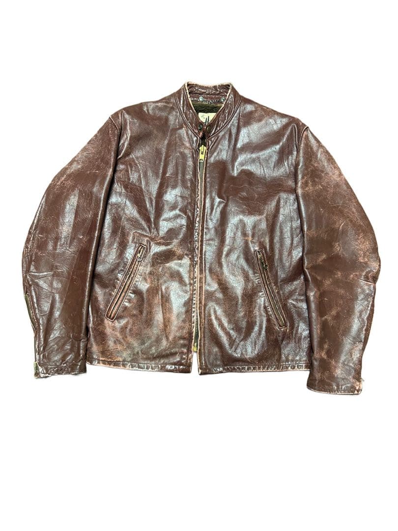 襤褸 60s70s USA製 TALONジップ レザー ジャケット ブラウンXL