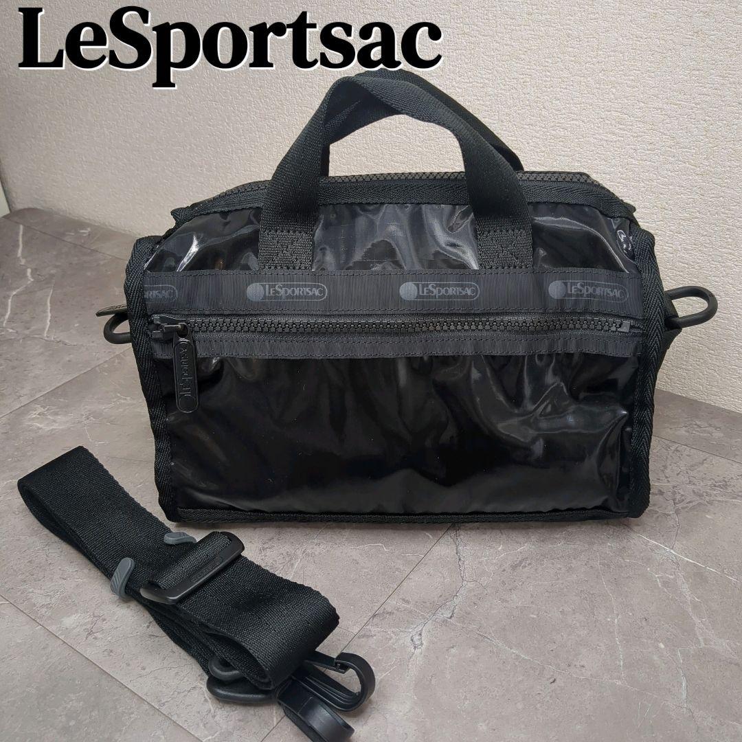 極美品☆レスポートサック ミニダッフル クロスボディ ブラックシャイン バッグ