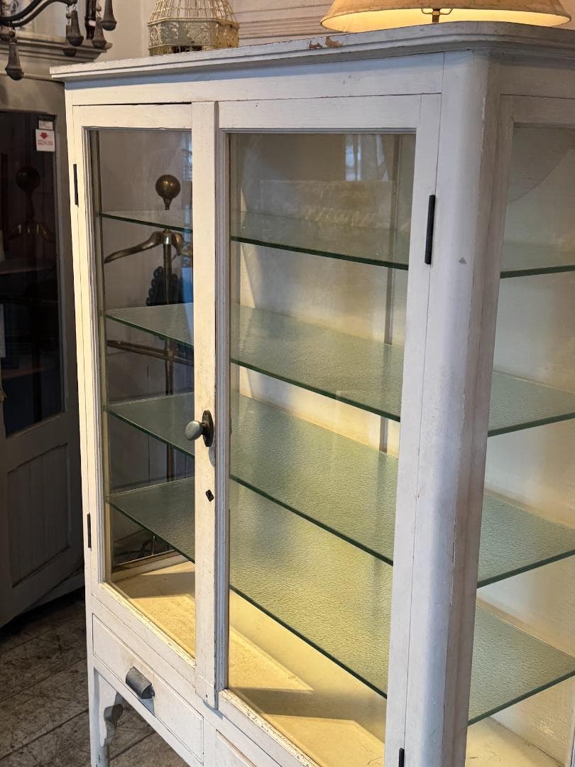 ケビント ドクターキャビネット ガラスショーケース アンティーク 医療棚 レトロ