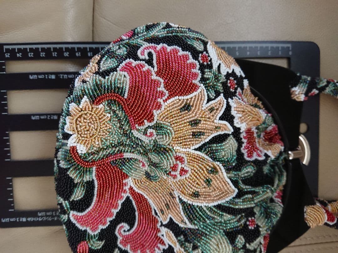 花柄ビーズ刺繍 パーティーバッグ 和装バッグ 成人式 結婚式 ビーズバッグ