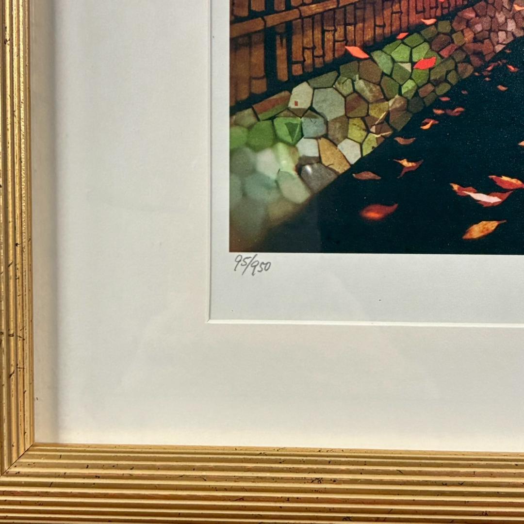 美品 藤城清治「日本の愛唄歌12月 たき火」レフグラフ 直筆サイン入 楽譜付