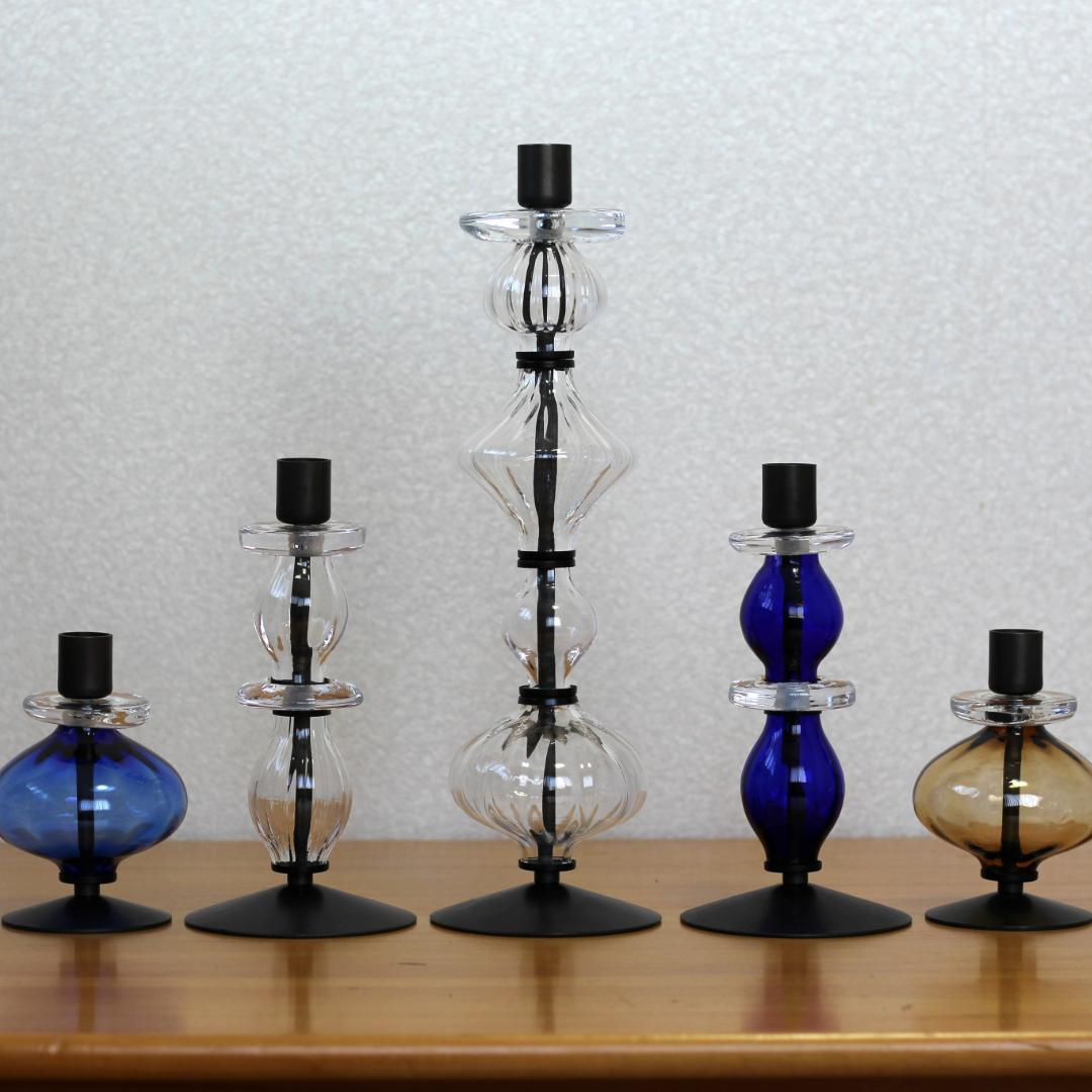 【美品】エリックホグラン　キャンドルスタンド オニオン型　ブルー 01