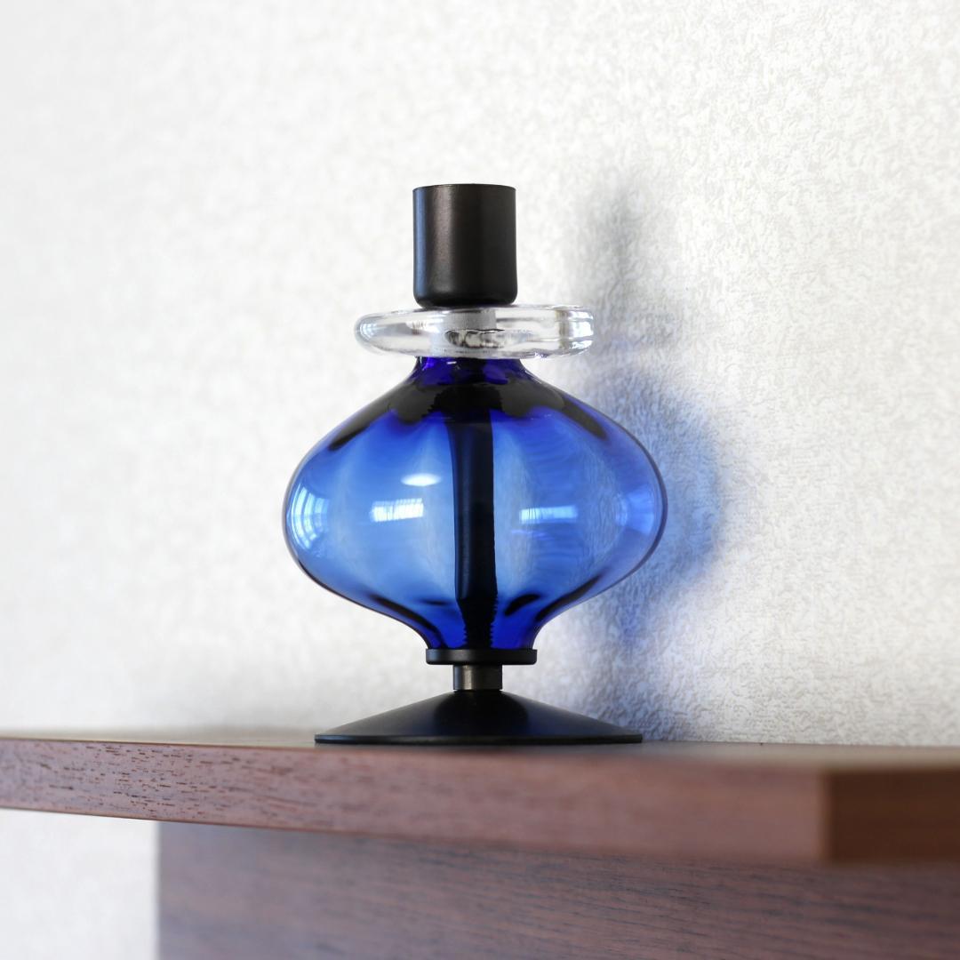 【美品】エリックホグラン　キャンドルスタンド オニオン型　ブルー 01