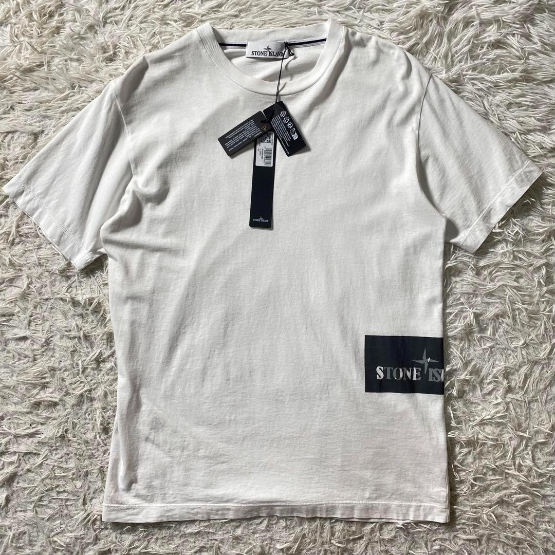 【新品未使用】ストーンアイランド　Tシャツ　プリント　ボックスロゴ　タグ付き　L
