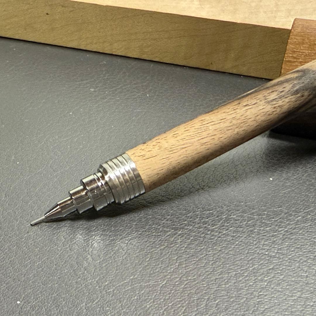 99黒柿　木軸シャーペン　最強低重心　ステンレス 溝付き　無塗装