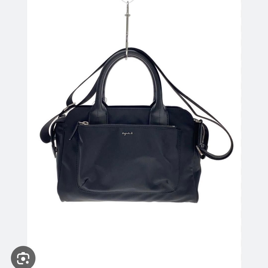 アニエスベー ハンドバッグ ナイロン ブラック