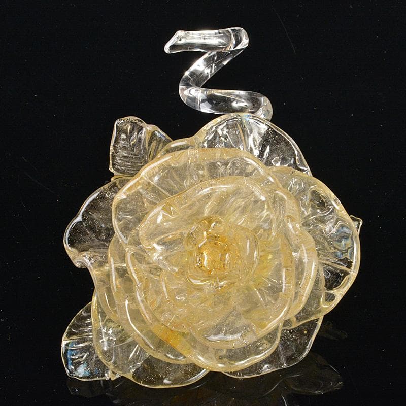 工芸ガラス　ガラス作家　伊藤珠美作　花　置物　V　R6827