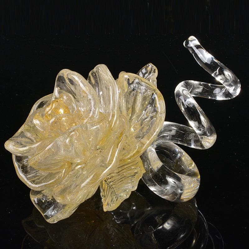 工芸ガラス　ガラス作家　伊藤珠美作　花　置物　V　R6827