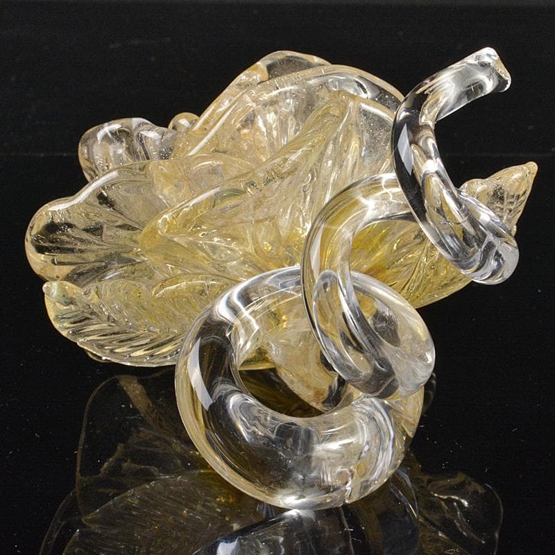 工芸ガラス　ガラス作家　伊藤珠美作　花　置物　V　R6827