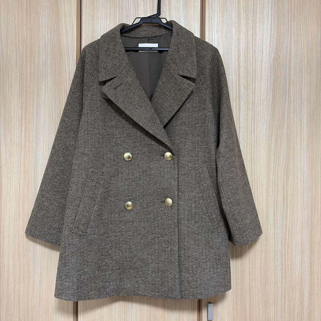 グローバルワーク　軽やかストレッチ襟2WAYミドルコート　Sサイズ