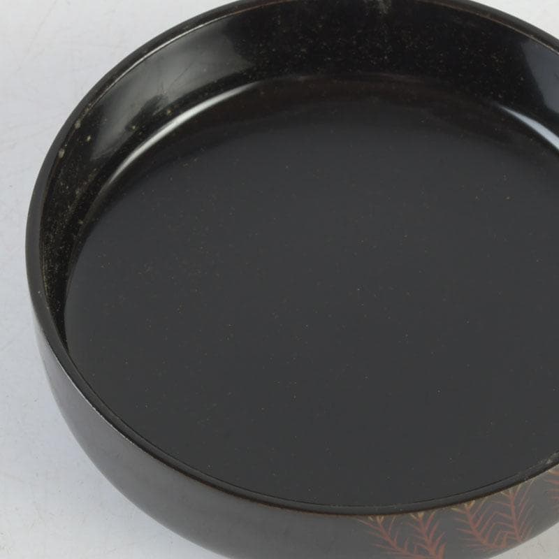 茶道具　越前塗師　中出松峰作　八雲塗　柳蒔絵　平棗　共箱　V　9643