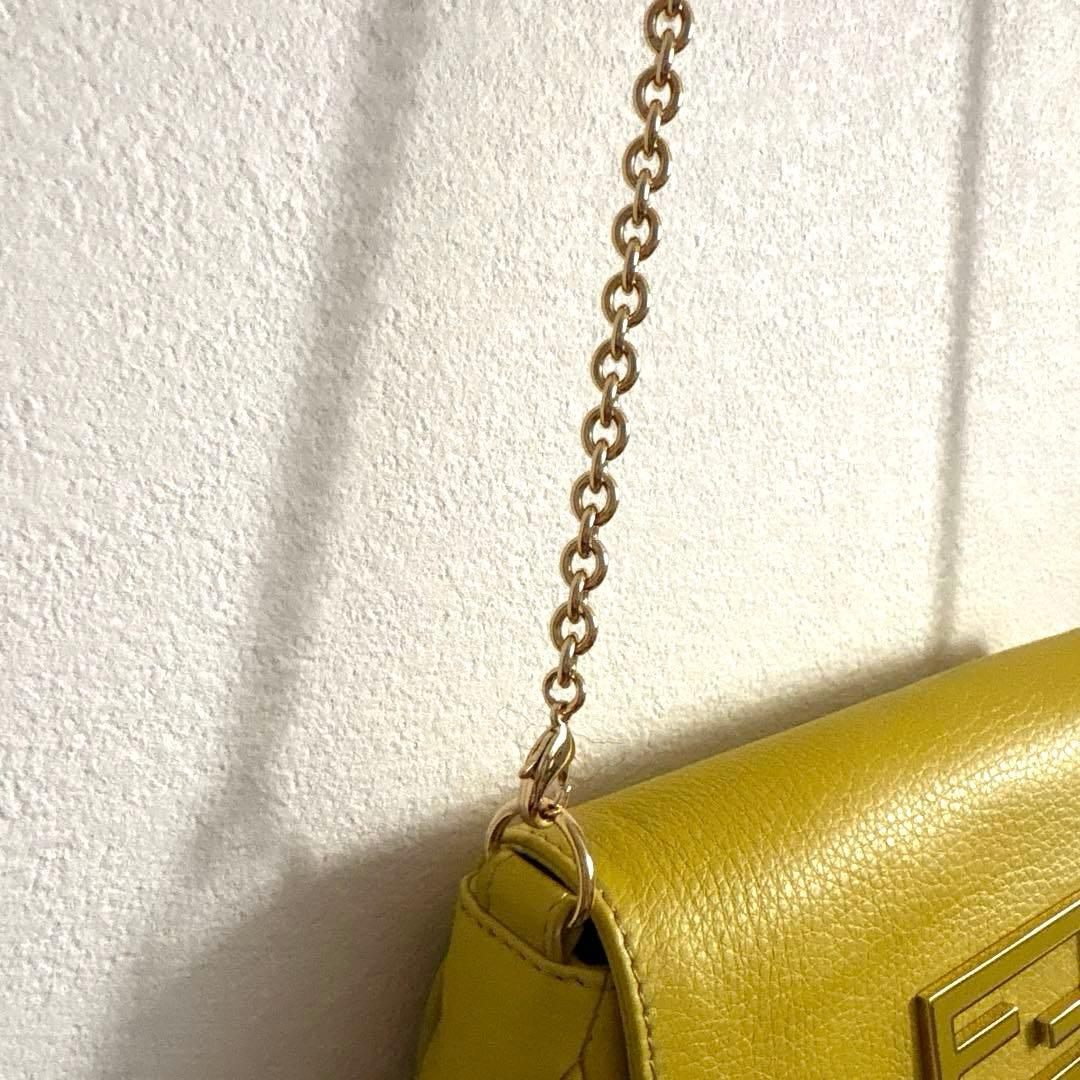 【美品】FENDI バック　チェーン　黄色　ショルダーバック