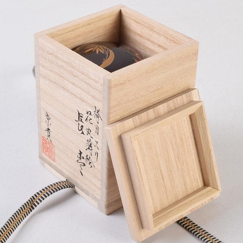 茶道具　輪島塗　蒔絵師　北浜宗貴作　﨔目すり　花丸文　長棗　共箱　M　R9323