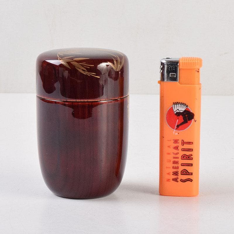 茶道具　輪島塗　蒔絵師　北浜宗貴作　﨔目すり　花丸文　長棗　共箱　M　R9323