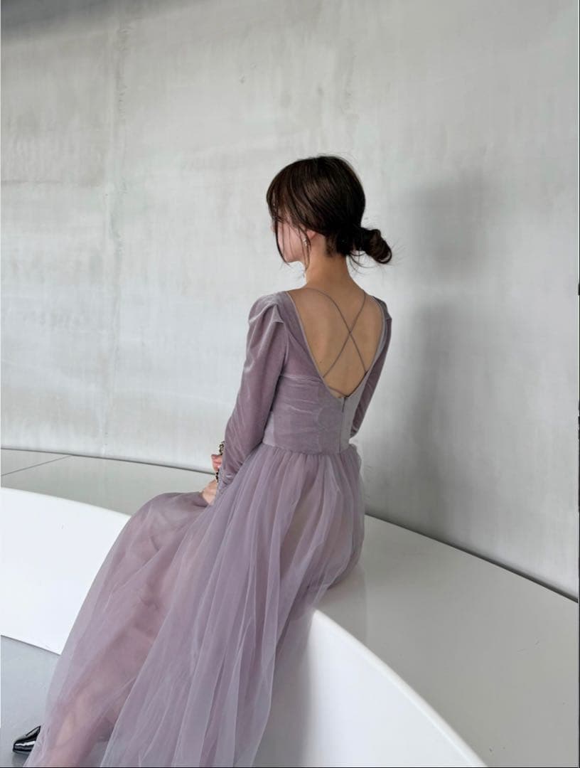 SNIDEL【Chacott】ベロア×チュールワンピース