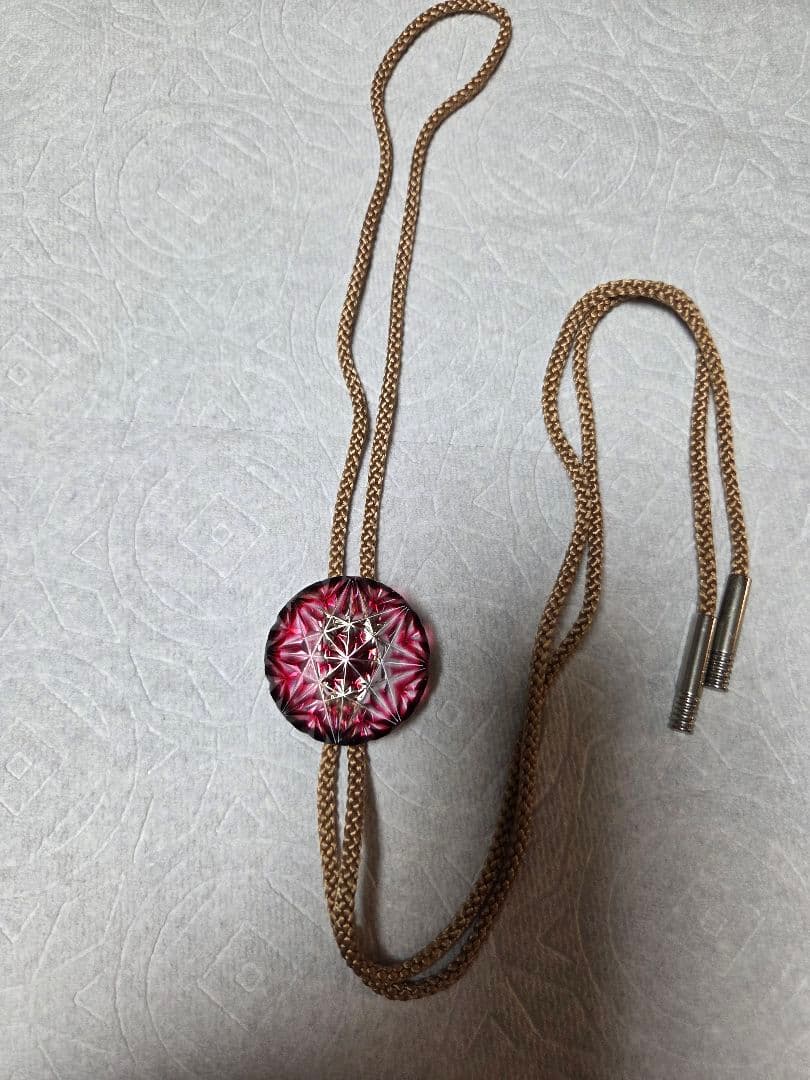 創作　島津　薩摩切子 色被ガラス　ループタイ