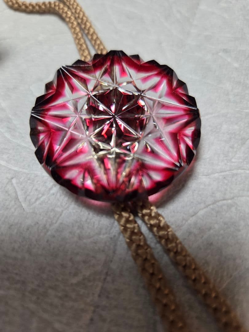 創作　島津　薩摩切子 色被ガラス　ループタイ