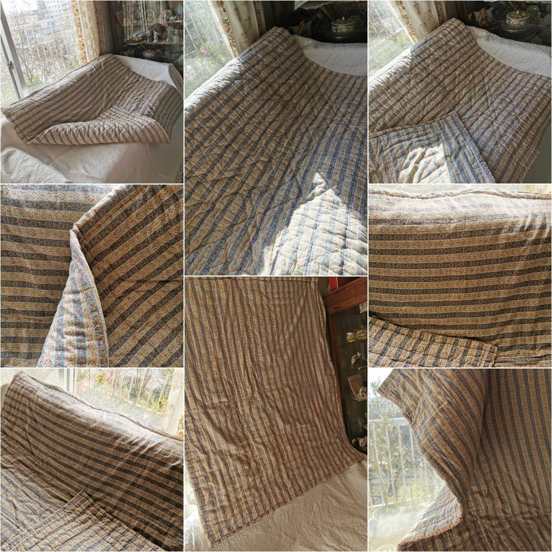 アンティーク両面フレンチファブリック プロヴァンスブティキルト 手縫い肉厚綿入り