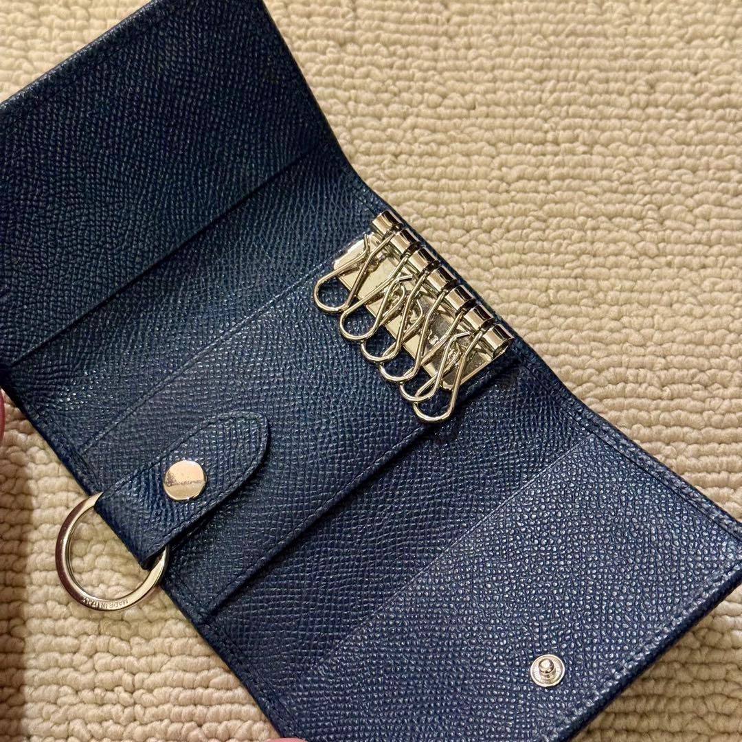 ふくまんえん　BVLGARI ネイビー　 グレインレザー 6連 キーケース