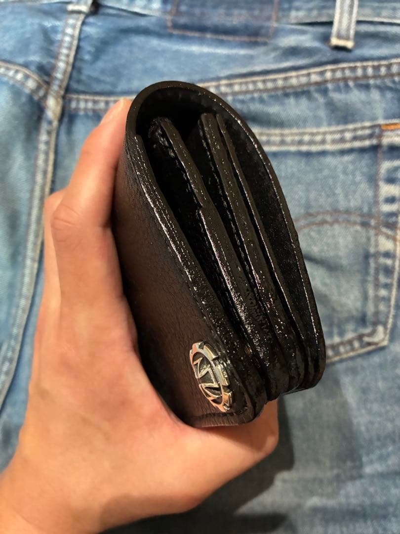 ミドル　トラッカーウォレット　シュリンクレザー　シルバー925 アイアンクロス