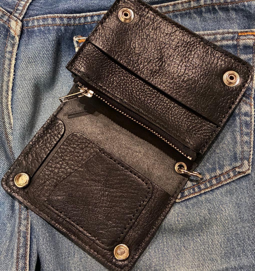 ミドル　トラッカーウォレット　シュリンクレザー　シルバー925 アイアンクロス