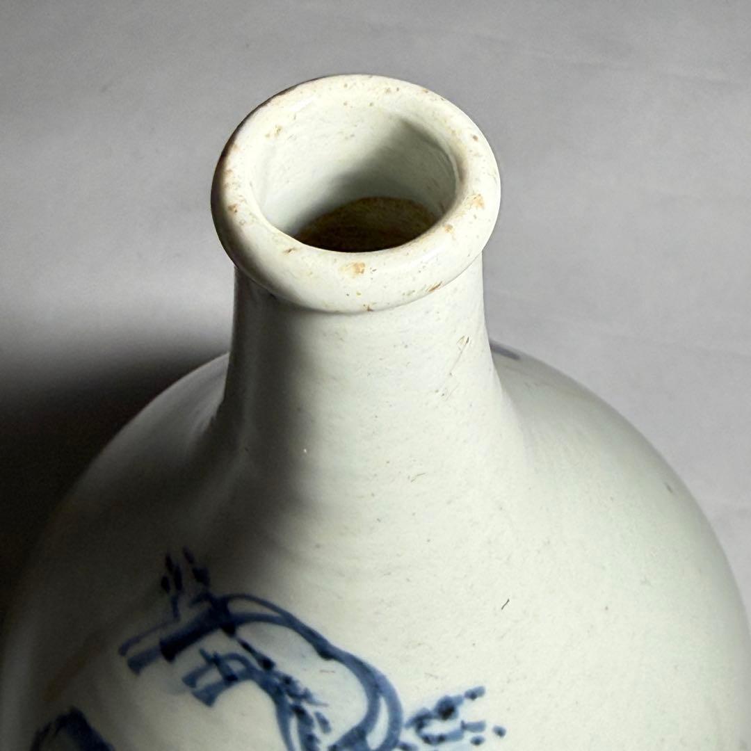 ◆希少 仙台藩御用窯 切込焼 染付山水図徳利 花瓶 花器 一輪挿し 江戸時代◆