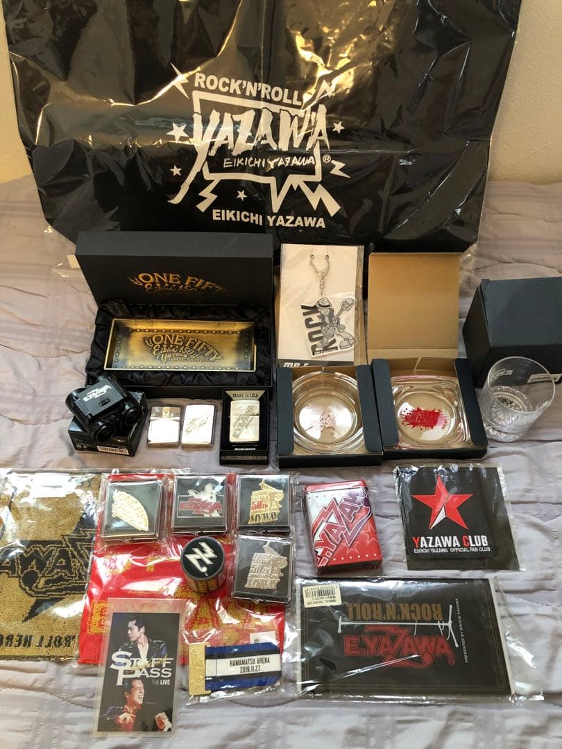 矢沢永吉 オリジナルグッズまとめ売り ジッポ ライター ピンバッジ キーホルダー